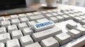 Close-up of a white computer keyboard featuring a blue 2026 key Royalty Free Stock Photo