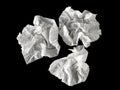 Close-up white crumpled paper or napkins on black background. View from above Royalty Free Stock Photo