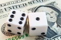 Close up, White dice, Dollar