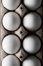 Close-up of white eggs in an egg carton Royalty Free Stock Photo