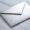 A close up of a white envelope on a marble surface Royalty Free Stock Photo