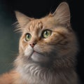 Close up of white and ginger tabby cat with green eyes, created using generative ai technology Royalty Free Stock Photo