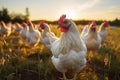 Close-up of white hen, free range chicken on the farm Royalty Free Stock Photo