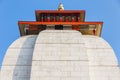 Close up of white Hindu marble skin temple with red roof in the area of Siddhesvara Dhaam in Namchi. Sikkim, India Royalty Free Stock Photo