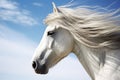close-up of a white horse mane in wind Royalty Free Stock Photo