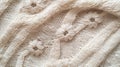 Close-up of White Knit Fabric with Flower Pattern Royalty Free Stock Photo