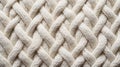 Close-Up of White Knit Wool Texture. Close-up image displaying the cozy and intricate cable knit pattern of a white
