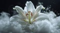 Stunning White Lily in Mystical Fog Royalty Free Stock Photo