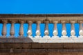 White Marble Balustrade against a Clear Blue Sky and Copy Space Royalty Free Stock Photo