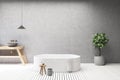 Concrete bathroom interior, tub and sink Royalty Free Stock Photo