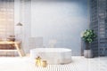 Concrete bathroom interior, tub and sink toned Royalty Free Stock Photo