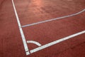 Close-up of white marking lines of outdoor basketball court Royalty Free Stock Photo