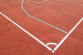 Close-up of white marking lines of outdoor basketball court Royalty Free Stock Photo