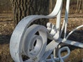 Close up white metal bench Royalty Free Stock Photo
