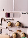 Close-up of overlocker sewing machine Royalty Free Stock Photo