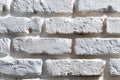 Close-up of a white painted brick wall, showcasing its texture and pattern, ideal for backgrounds and design projects Royalty Free Stock Photo