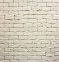 Close-up of white painted whitewashed solid brick wall. Abstract copy space background, Bricklaying, construction and masonry