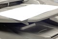 Close-up white paper sheets on the printer in office Royalty Free Stock Photo