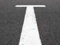 Close up of white parking lot sign. Indicate line for parking. Road marking on the pavement Royalty Free Stock Photo