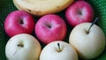 Close up the white pears in the basket Royalty Free Stock Photo