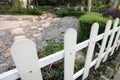 Close up White picket fence in the beautyful park in Hong Kong Royalty Free Stock Photo