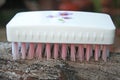 White plastic brush for cleaning clothes,Washing brush Royalty Free Stock Photo