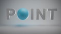 Close up of white Point text with blue globe
