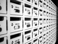 White post parcel mailboxes. Delivery locker letter boxes