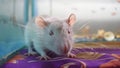 Close up of white rat or white albino on the table. Royalty Free Stock Photo