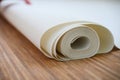 Close-up of a white roll of wallpaper Royalty Free Stock Photo