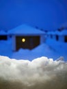 Close up white snow at the windows, White snowflakes at the windows under blue sky, Seasons greetings, merry Christmas,