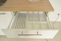 Close Up of White Spoon Tray in Kitchen Furniture