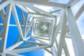 Close up on white steel tower. Royalty Free Stock Photo