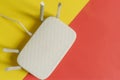 Close up white wi-fi router on the color background f Royalty Free Stock Photo