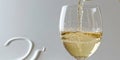 Close Up of White Wine Being Poured Into a Glass with Bubbles. Royalty Free Stock Photo