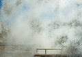 A close up of a Whiteout wave at the stormy seafront in Rottingdean,England ,completely covers the view