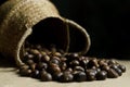 Close-up of wicker basket with full of chestnuts Royalty Free Stock Photo