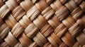 Close up of wicker basket weaves together fabric