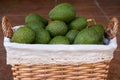 Detail of wicker basket full of hass avocados Royalty Free Stock Photo