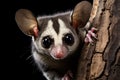 Close up of wild sugar glider in tree Royalty Free Stock Photo