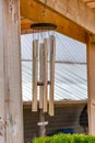 Close-up of Wind Chimes Hanging in a Garden Gazebo