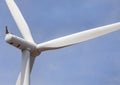 Close up wind turbine alternative energy with blue sky background Royalty Free Stock Photo