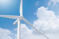 Close up of wind turbine blue sky. clear sky. Royalty Free Stock Photo