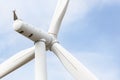 Close up wind turbine generating electricity producing alternative energy Royalty Free Stock Photo