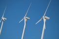 Close Up Wind Turbines Against Blue Sky Tehachapi California