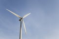 Close up of a windmill. Blue sky in the background. Renewable energies. Environmental protection