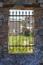 Close up Window with iron bar grill