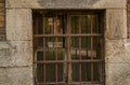 Close up of a window with metal lattice Royalty Free Stock Photo