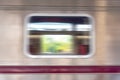 Close up window of Train bogey to motion abstract blur style Royalty Free Stock Photo