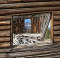 Close up window view from an old western ghost town in Colorado Royalty Free Stock Photo